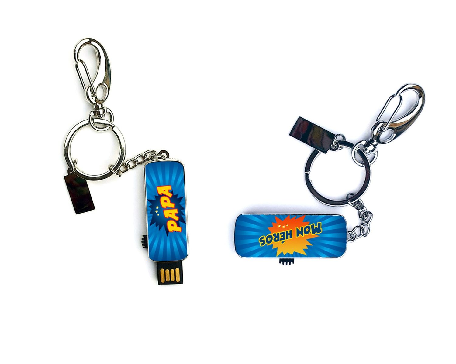 ?‍♂️ Clé USB porte-clé personnalisable « Papa, mon héros » – Le cadeau parfait pour tous les super papas ! ?