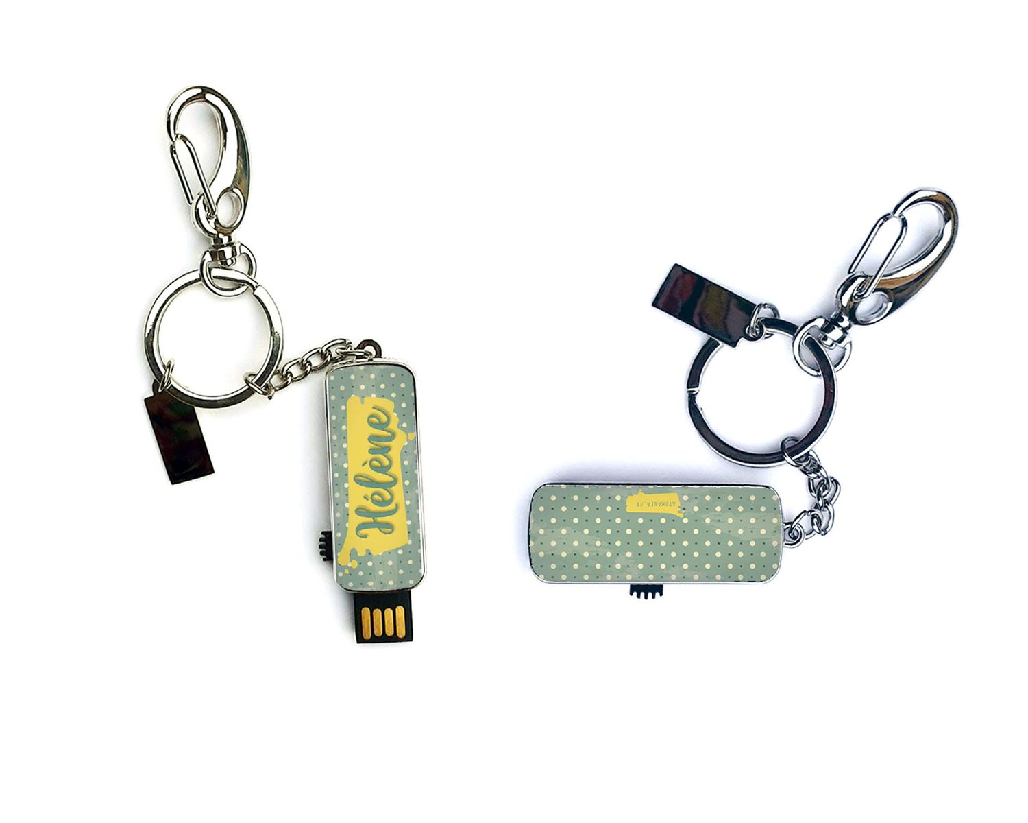 Clé USB personnalisable – Élégance vintage sur fond vert ? – Pratique et chic !