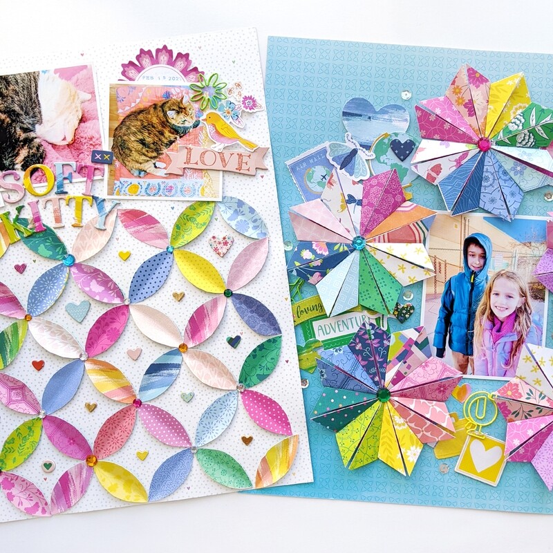 Layouts Virtual Class: Quilt Background &amp; Origami Flowers