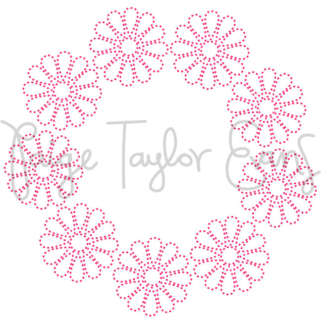 Flower Wreath for Stitching Digital Cut File