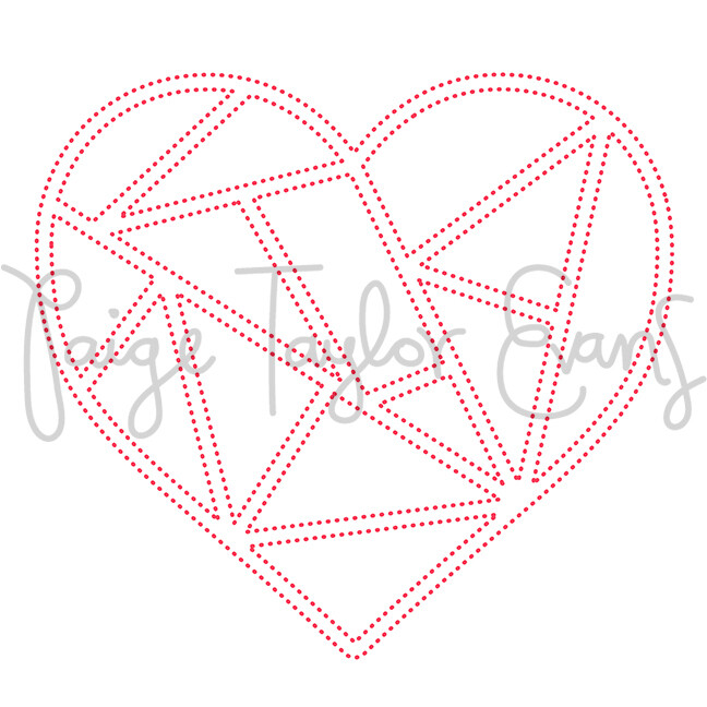 Geometric Heart for Stitching Digital Cut File