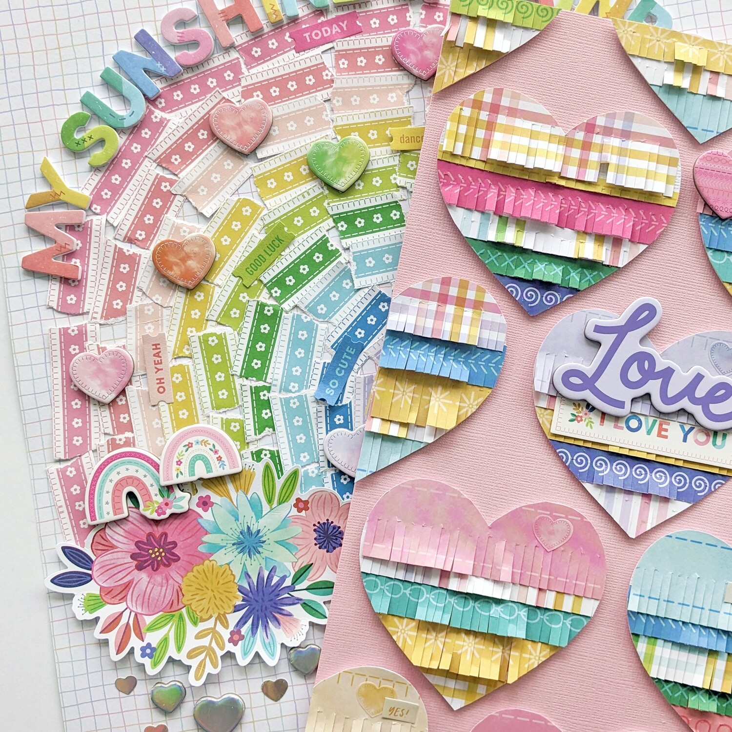Layouts Virtual Class: Rainbow &amp; Fringe Hearts