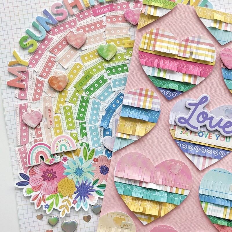 Layouts Virtual Class: Rainbow &amp; Fringe Hearts