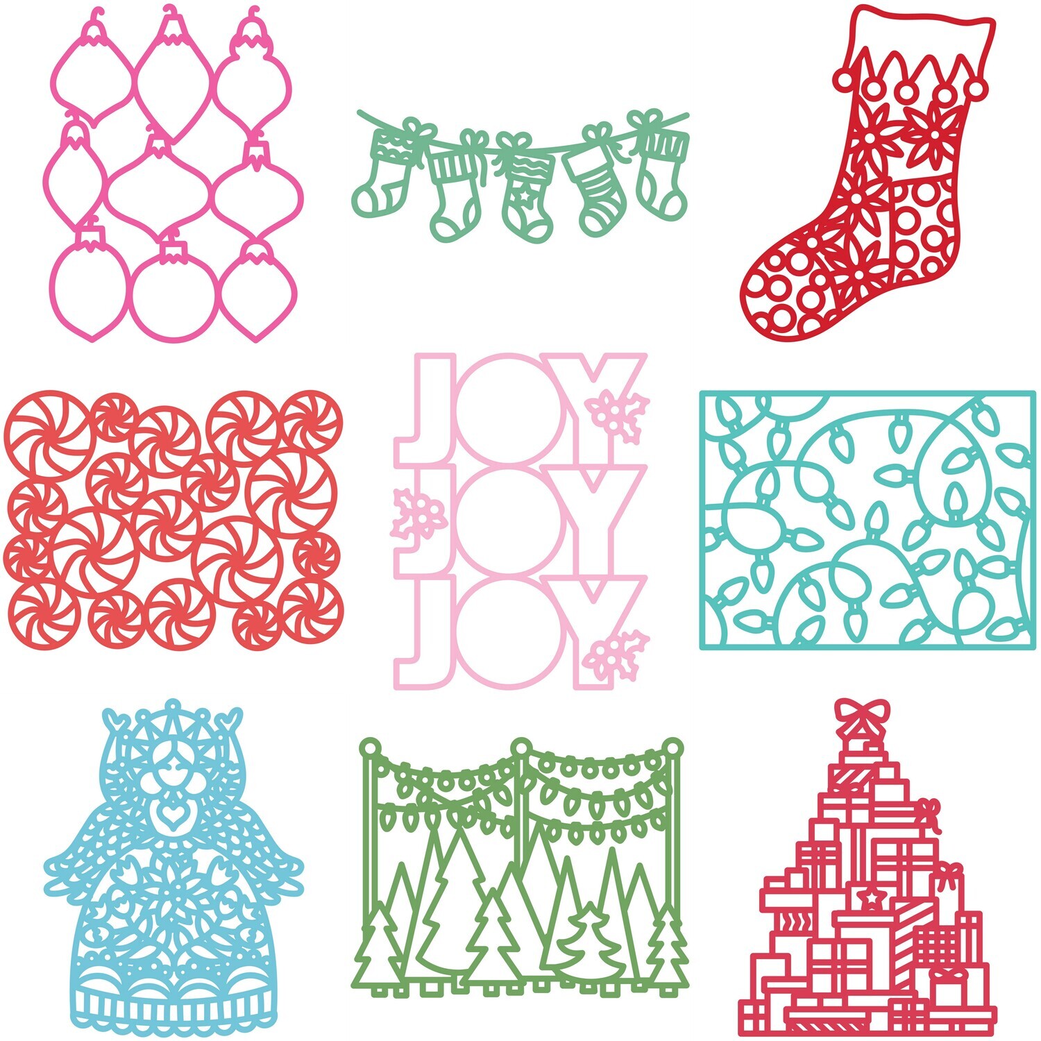 9 Christmas Card Cut Files
