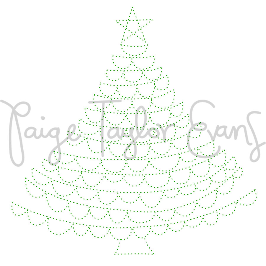 Christmas Tree Scalloped for Stitching Digital Cut File