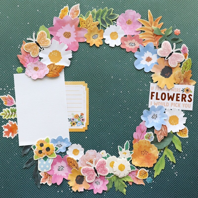 Pre-Made Flower Wreath Layout by Paige Evans