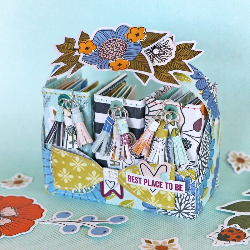 Mini Album Virtual Class: 3 Tiny Chipboard Albums in a Basket