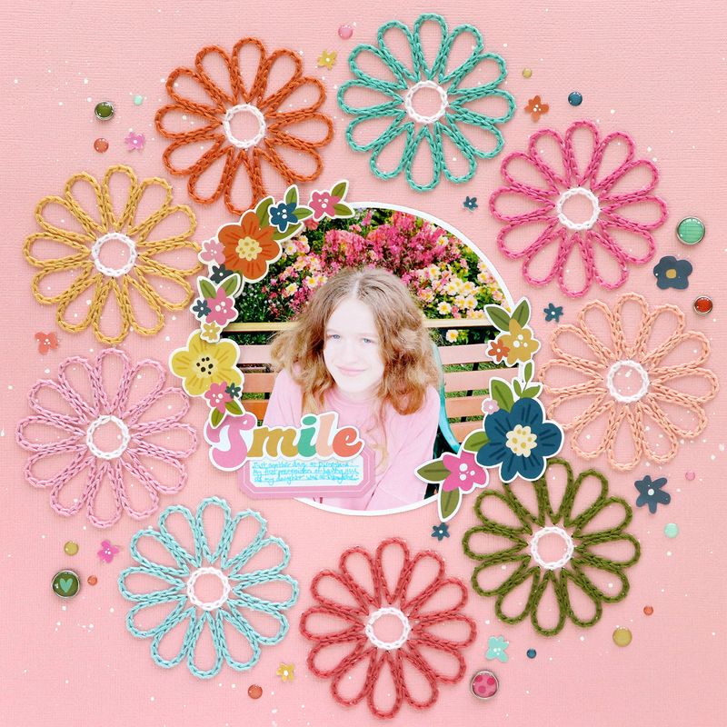Flower Wreath for Stitching Digital Cut File
