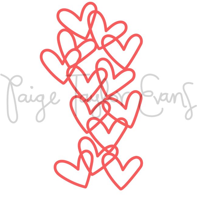 Cascading Hearts Digital Cut File