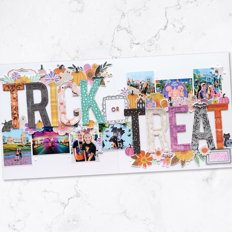 Trick or Treat Title with Stitching Holes Digital Cut File