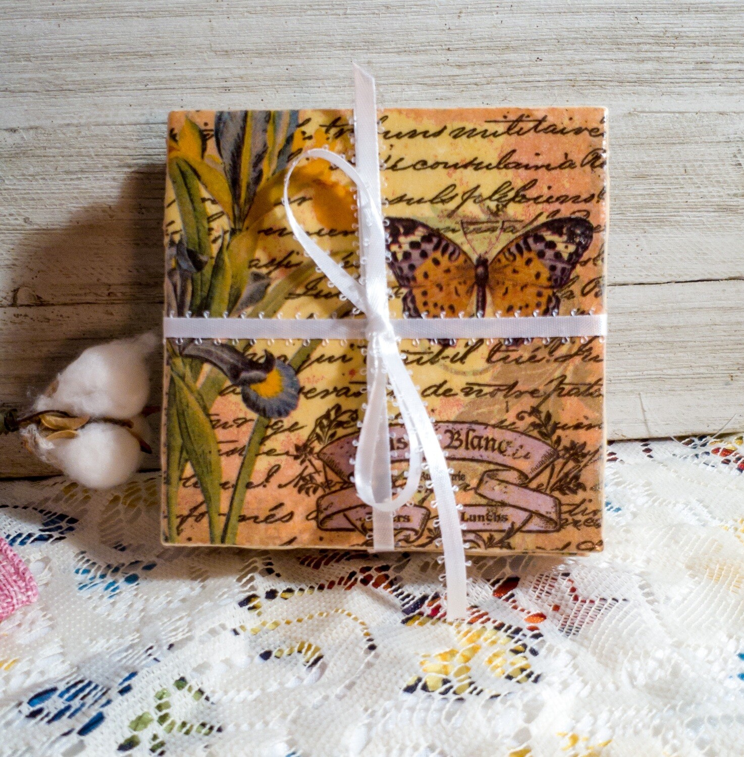 Vintage Style Butterfly Coaster Set