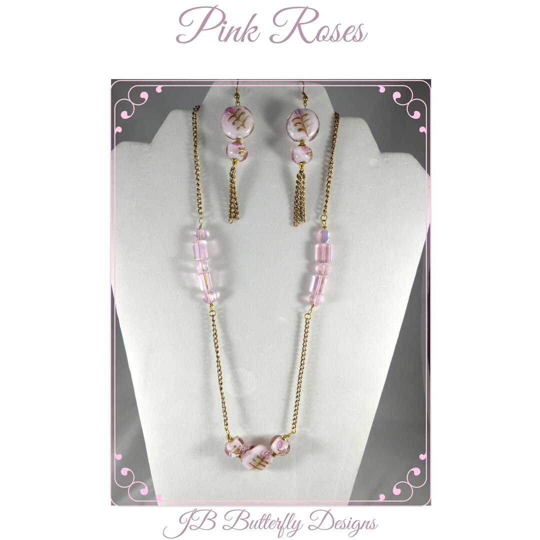 Pink Rose Jewelry Set