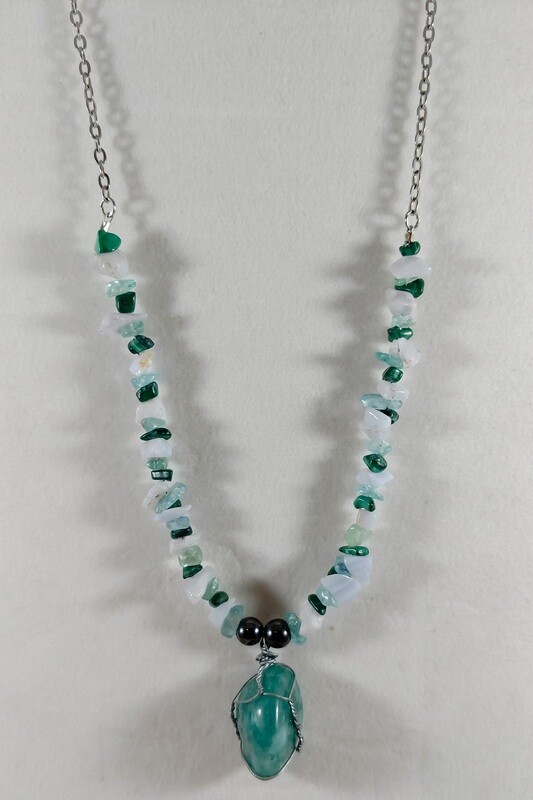 Green Adventurine and Malachite Gemstone Necklace