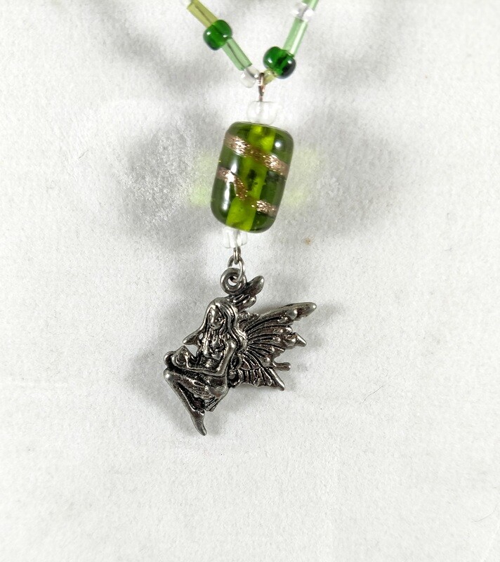 Green Two Strand Beaded Fairy Necklace Green Two Strand Beaded Fairy Necklace