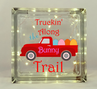 Red Truck Easter Decor, Glass Block Decor