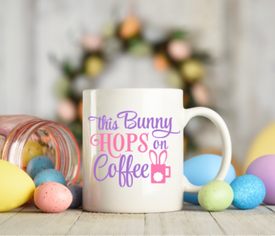 This Bunny Hops on Coffee Easter Mug