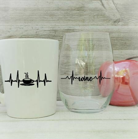 Coffee and Wine Heartbeat Set, Teacher Gift