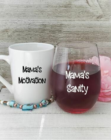 Mama&#39;s Motivation and Sanity Mug and Glass Set