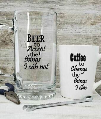 Beer and Coffee Gift Set For Dad, Coffee to Change and Beer to Accept