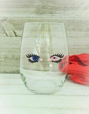 American Eyes Patriotic Wine Glass