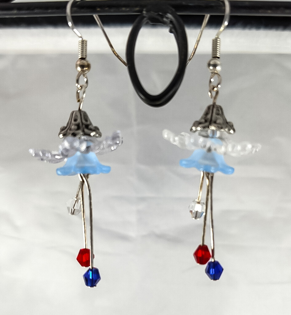 Patriotic Flower Dangle Earrings