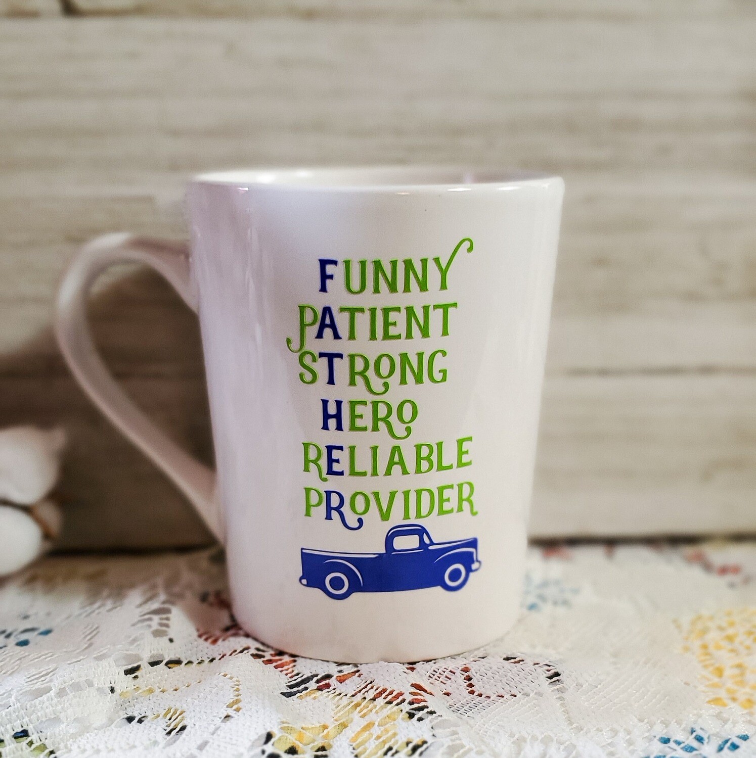 Father Anagram Coffee Cup, Classic Truck Dad Gift
