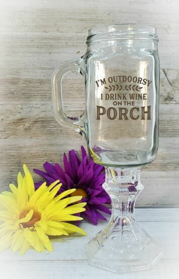 Personalized Redneck Wine Glass,  I Drink Wine on the Porch
