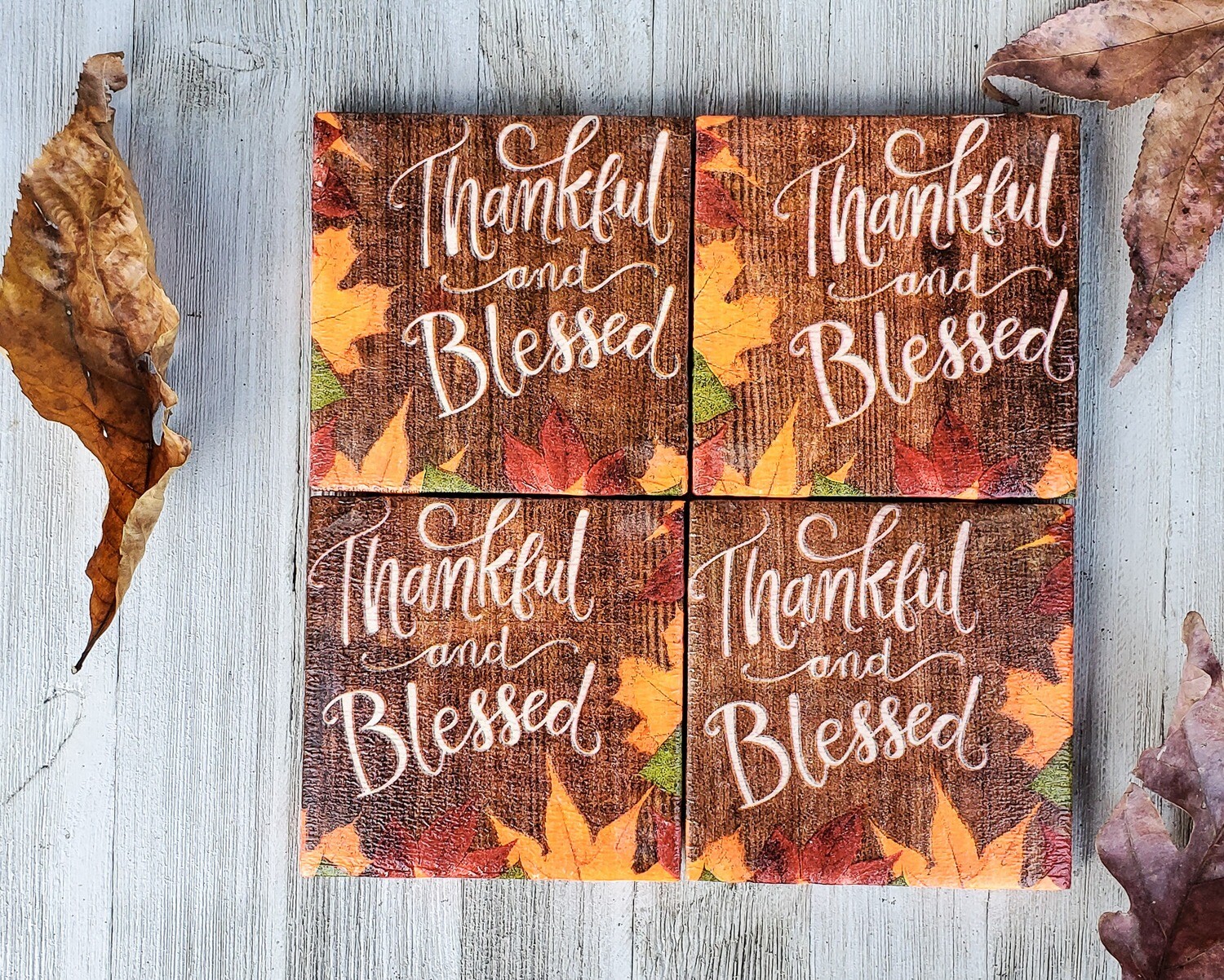 Thankful and Blessed Fall Coasters