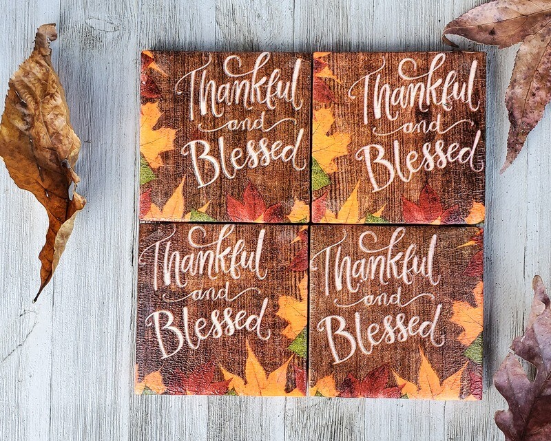Thankful and Blessed Fall Coasters