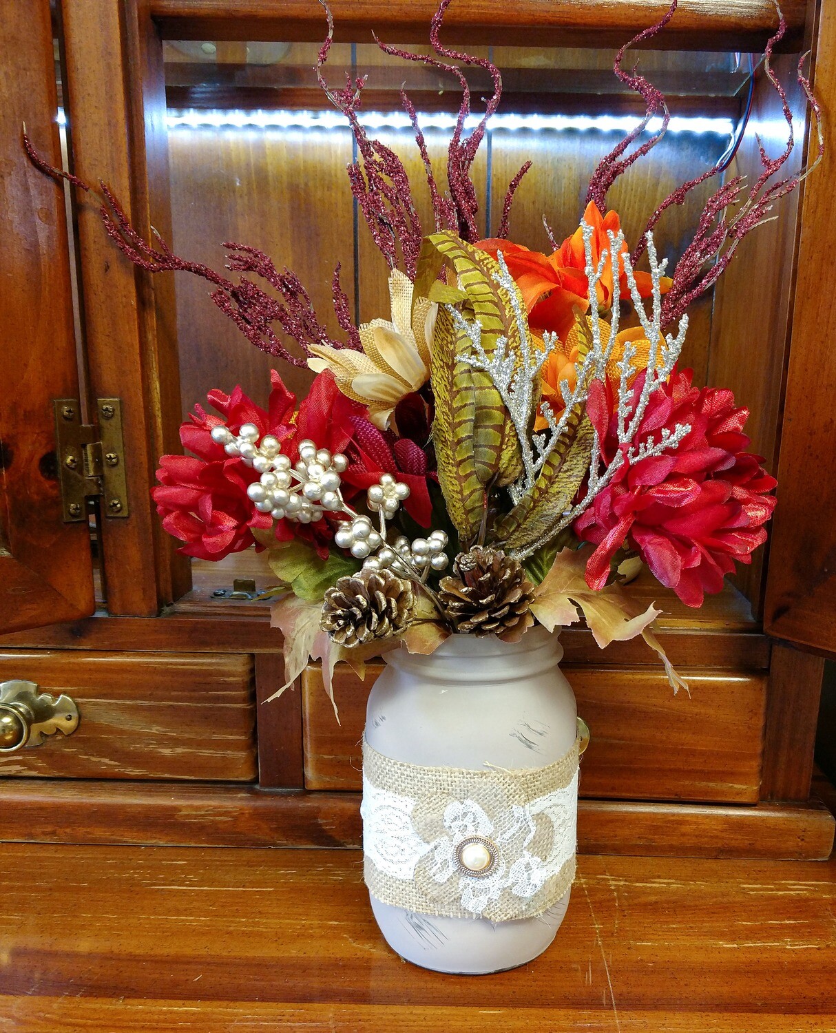 Fall Mason Jar Floral Arrangement