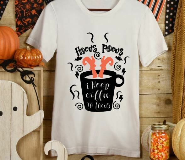 Hocus Pocus I Need Coffee To Focus Halloween Graphic Tee
