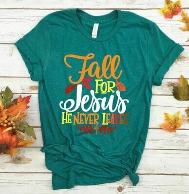 Fall for Jesus Graphic Tee, Teal Shirt