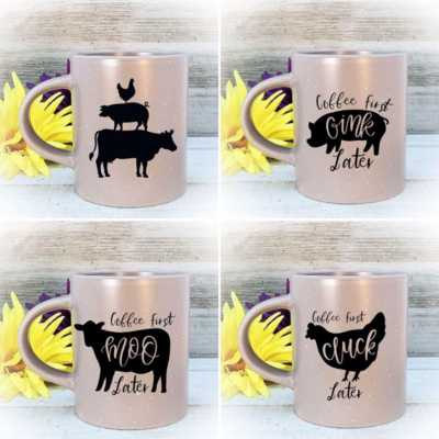 Farmhouse Coffee Mug Set, Farm Animal Mug Set, Limited Edition