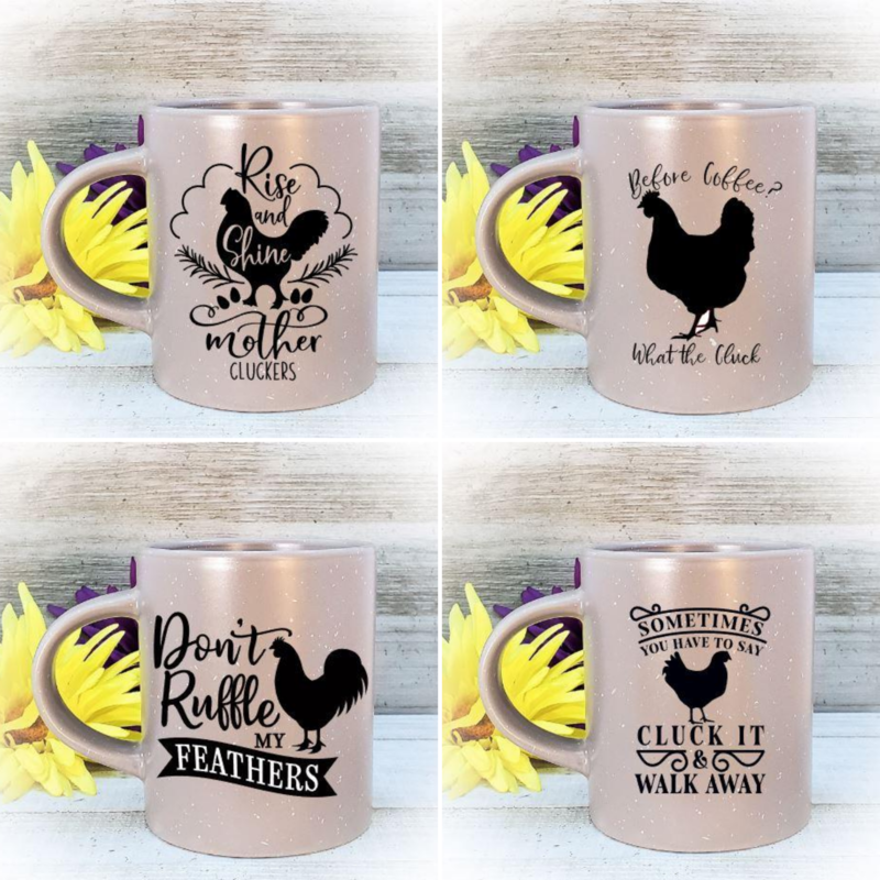 Farmhouse Coffee Cup Set, Sarcastic Chicken Coffee Mugs, Limited Edition