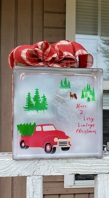 Red Truck Lighted Christmas Block