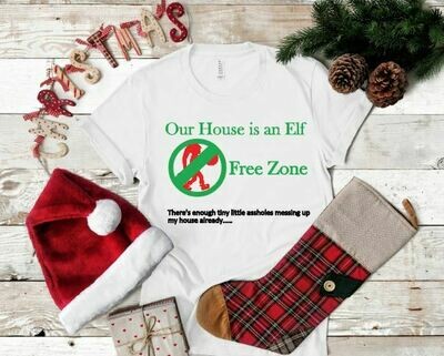 Elf Free Zone Funny Christmas Graphic Tee