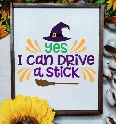 I Can Drive A Stick Wooden Halloween Sign