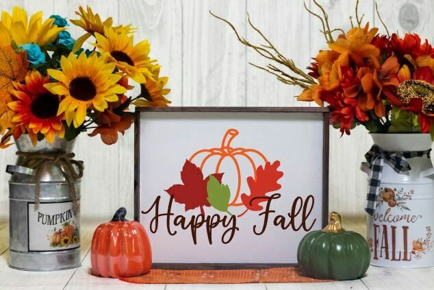Happy Fall Pumpkin Wooden Sign