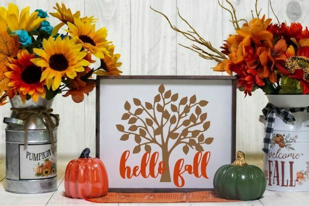Hello Fall Wooden Sign