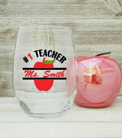 Number 1 Teacher Wine Glass
