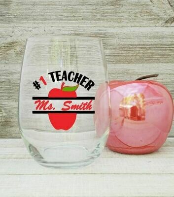 Number 1 Teacher Wine Glass