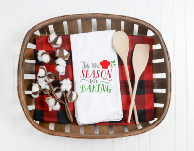 Christmas Tea Towel, Tis the Season for Baking