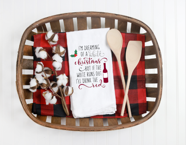 Christmas Tea Towel, I&#39;m Dreaming of a White Christmas