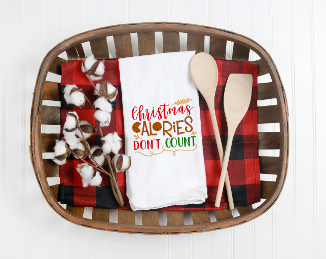 Christmas Calories Don&#39;t Count Tea Towel