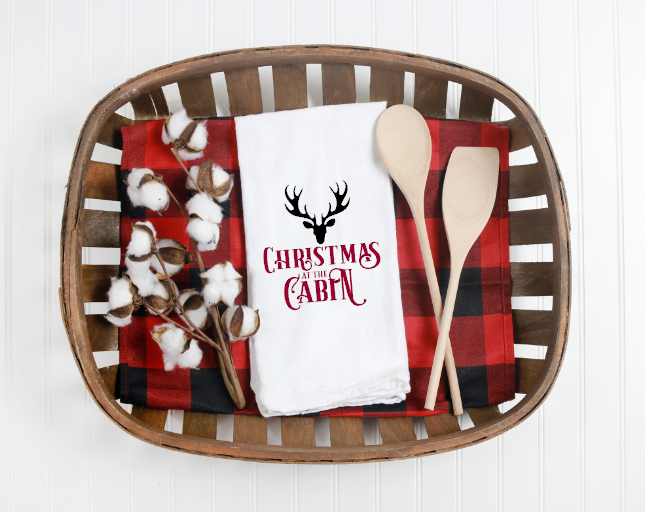 Christmas at the Cabin Tea Towel
