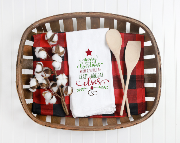Crazy Holiday Elf Tea Towel, Christmas Gift