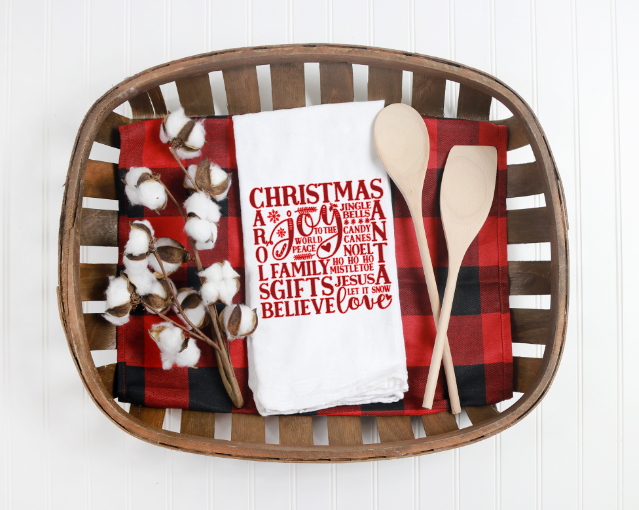 Christmas Word Collage Tea Towel