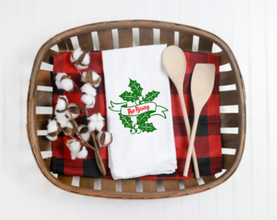 Mistletoe Monogram Christmas Tea Towel