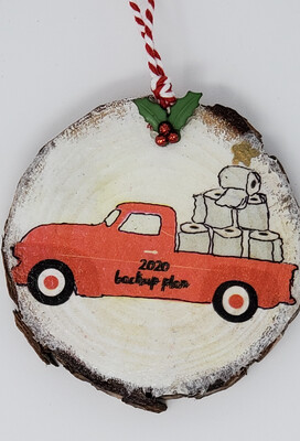 Red Truck 2020 Toilet Paper Log Slice Ornament