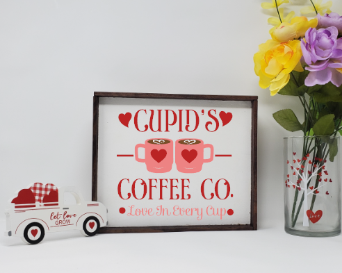 Cupid&#39;s Coffee Co. Wooden Farmhouse Valentine Sign